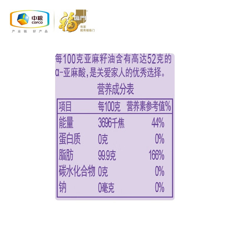 福临门营养家亚麻籽油礼盒750ml*2