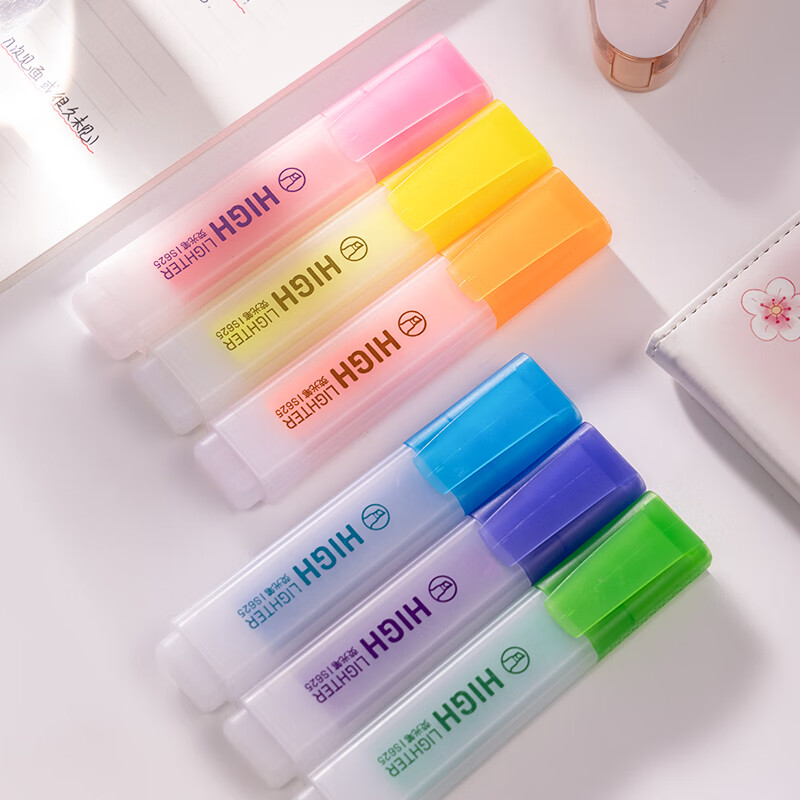 【开学礼物】得力(deli)大容量手6色荧光笔 学生考试重点醒目标记笔 办公记号笔帐可用 S628
