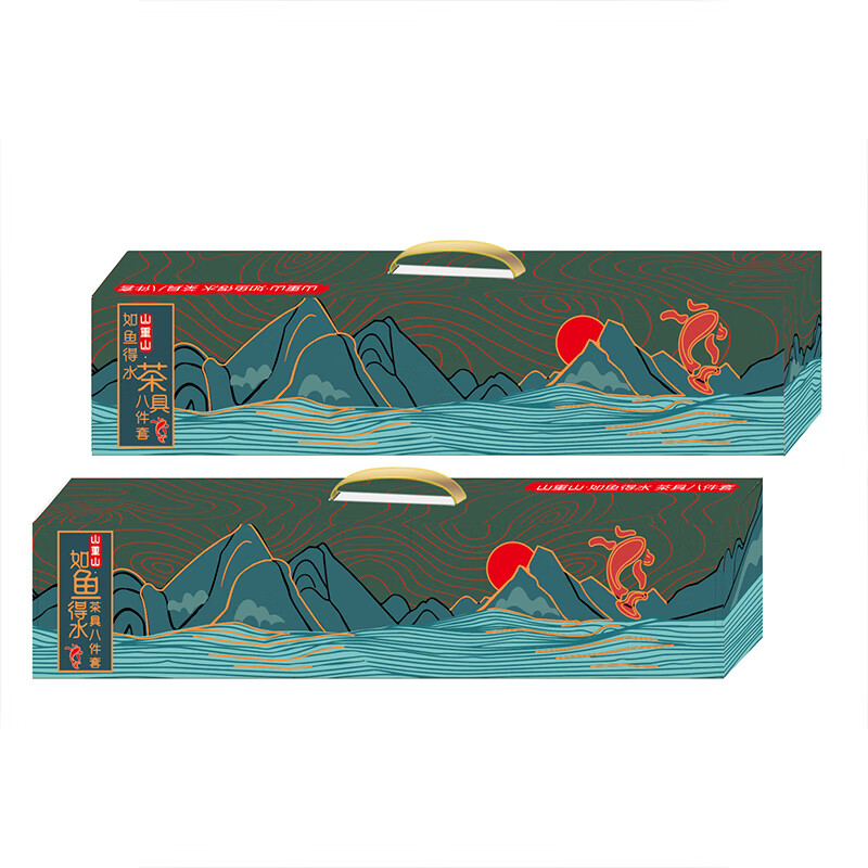 山重山玻璃茶具套装家用客厅轻奢高档茶碗茶杯整套泡茶功夫茶具6278描金 花纹 8件