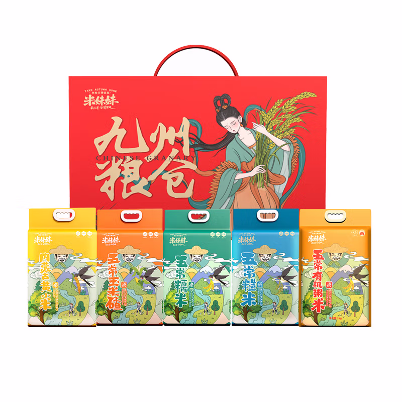 米妹妹 九州粮仓五福大礼包 杂粮组合 5kg (单位:盒) 五常玉米碴1kg、五常糯米1kg、五常有机粥米1kg、内蒙古黄小米1kg、五常糙米1kg（平台编码：572788）