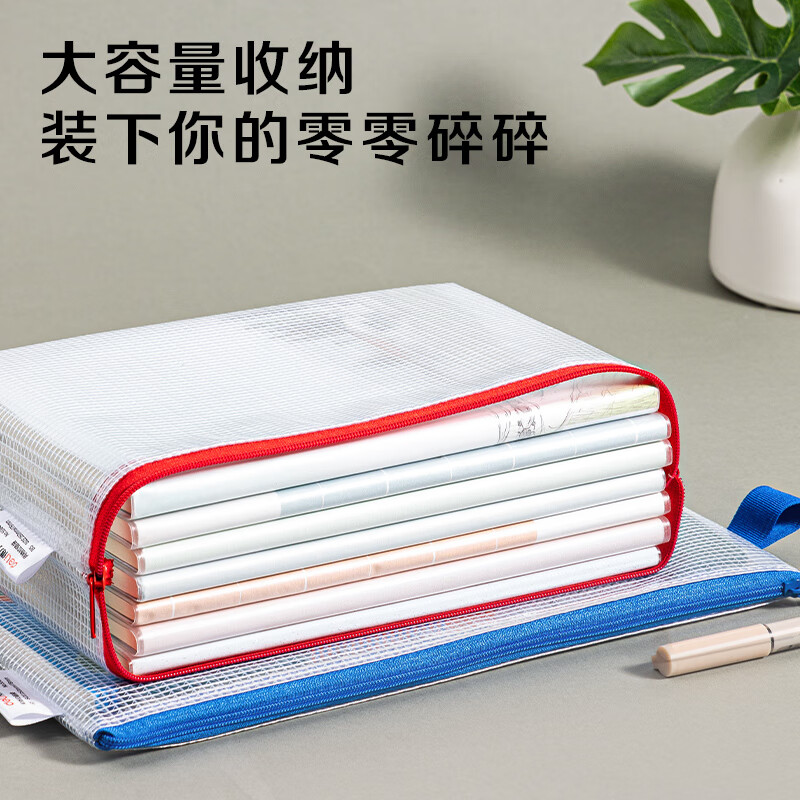 deli得力 12只装 网格拉链袋(混) 5594