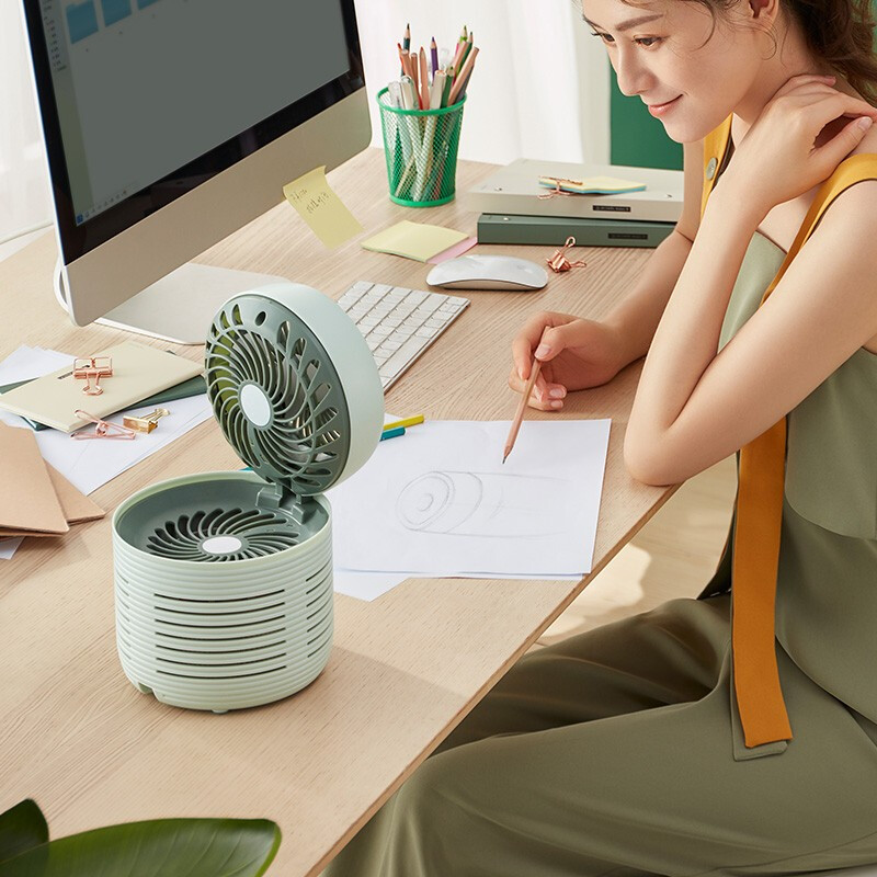 东菱（Donlim） 电风扇台式 家用空气循环净化扇 桌面办公小风扇落地扇轻音除尘杀菌DL-1408 薄荷绿