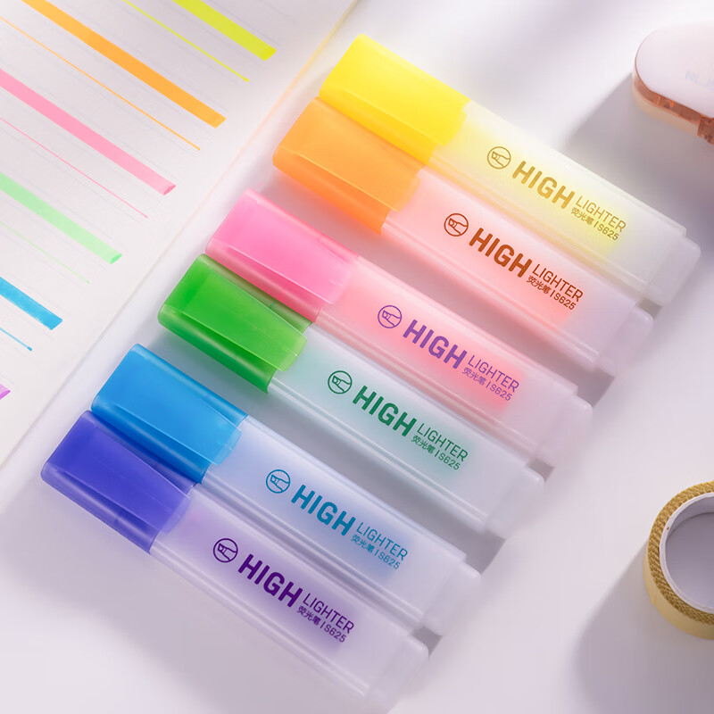 【开学礼物】得力(deli)大容量手6色荧光笔 学生考试重点醒目标记笔 办公记号笔帐可用 S628