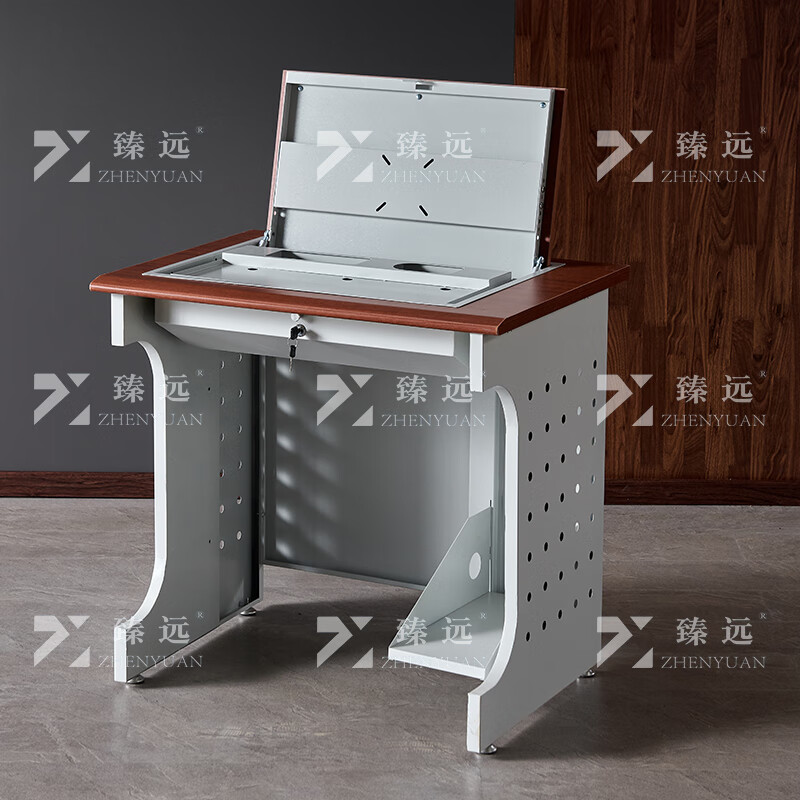 臻远ZY4012431隐藏式翻转电脑桌培训桌办公桌D款单人位