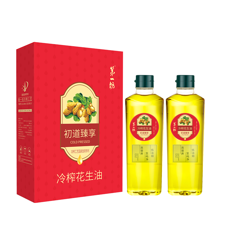 第一坊 初道臻享冷榨花生油910ml套装（455ml*2）