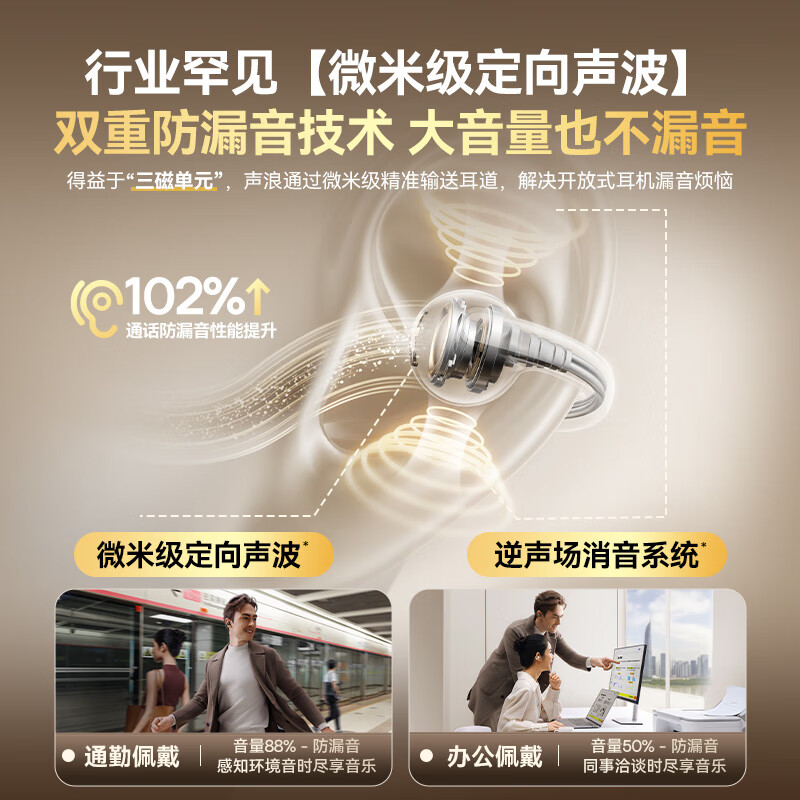 倍思（Baseus）MC1小云朵骨传导概念蓝牙耳机耳夹开放式无线夹耳式耳夹式不入耳运动跑步通话降噪耳夹耳机 白