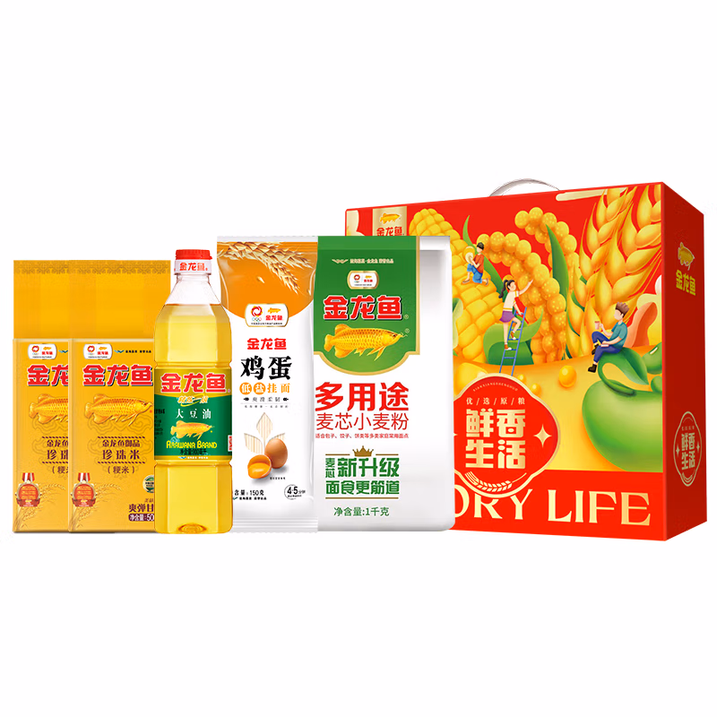 金龙鱼米面油组合套餐 金龙鱼鲜香生活伴手礼F款
