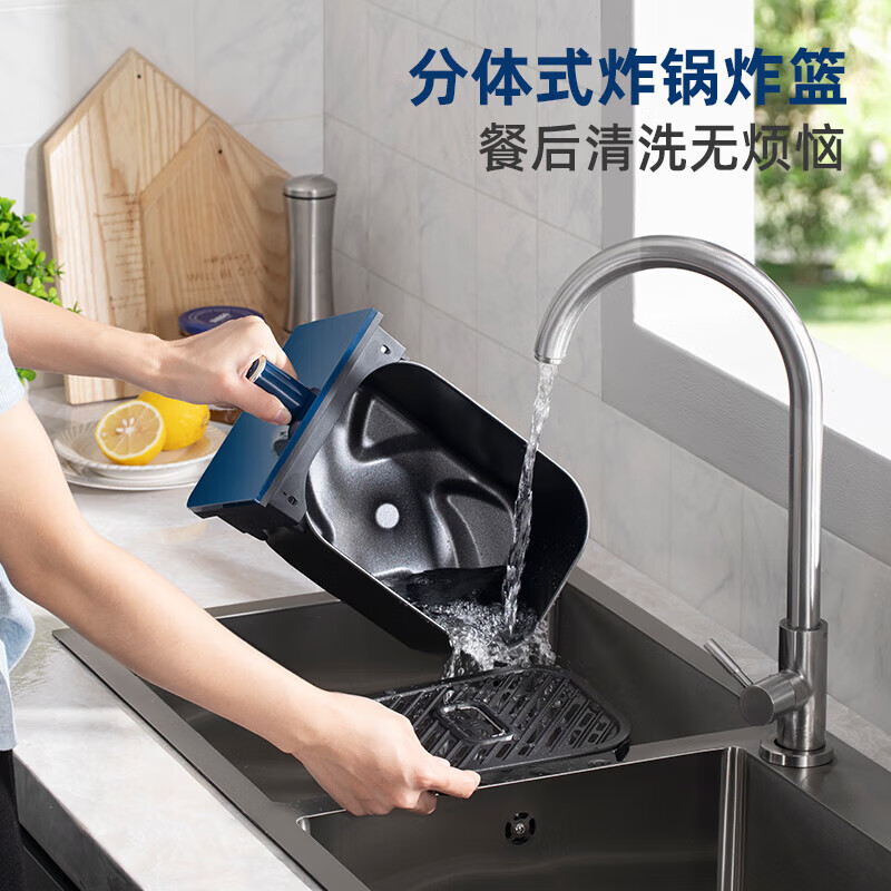 摩飞电器（Morphyrichards）空气炸锅 家用8L大容量可视双炸篮多功能空气炸烤箱 炸薯条鸡翅机MR8100薄荷绿