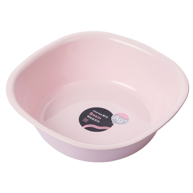 茶花家用加厚塑料脸盆宝宝婴儿可爱马卡龙洗脸盆抑菌大号圆盆方盆 【直径*高：34*10.3cm】红色方盆