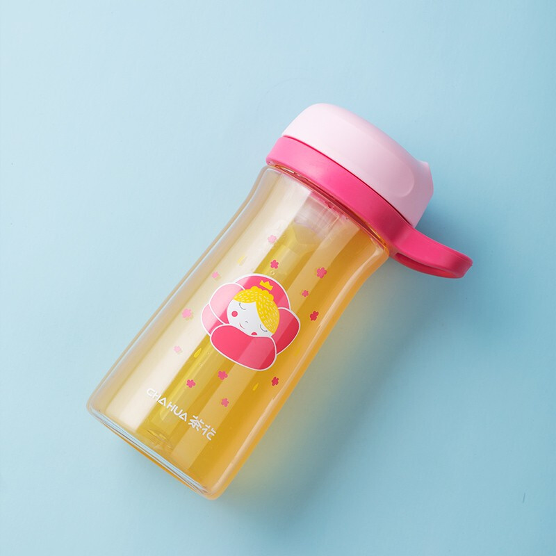 茶花tritan可爱儿童吸管杯夏季大容量宝宝幼儿园塑料防摔便携 蓝色