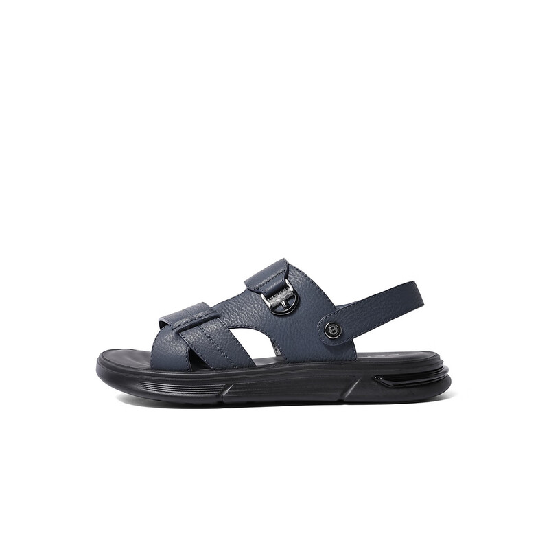 百丽百搭凉鞋男2023夏季新款牛皮两穿皮清爽透气凉鞋A1098BL3 蓝色 40