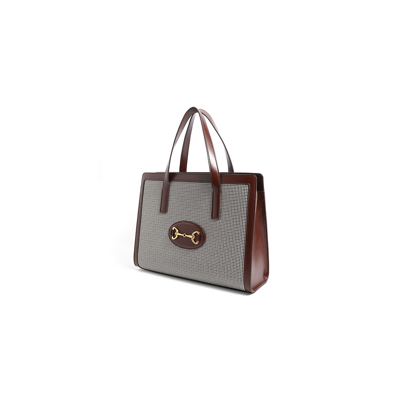 百丽复古质感千鸟格大容量托特包单肩手提包X6417DX2 红色 F