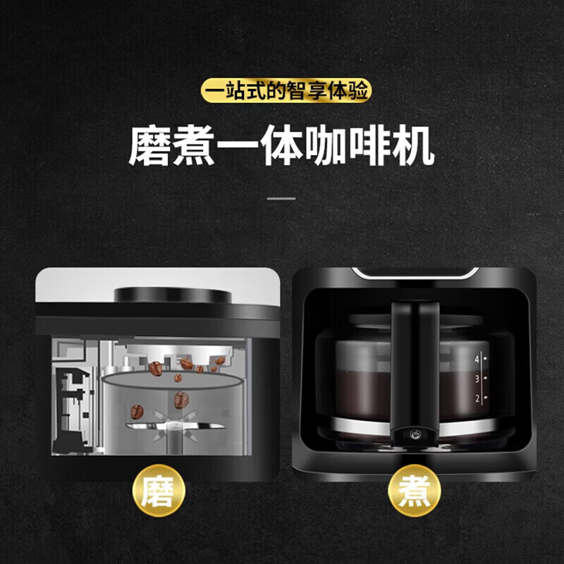 东菱（Donlim）半全自动家用咖啡机现磨美式小型滴漏式智能一体机办公室意式浓缩 DL-KF1061