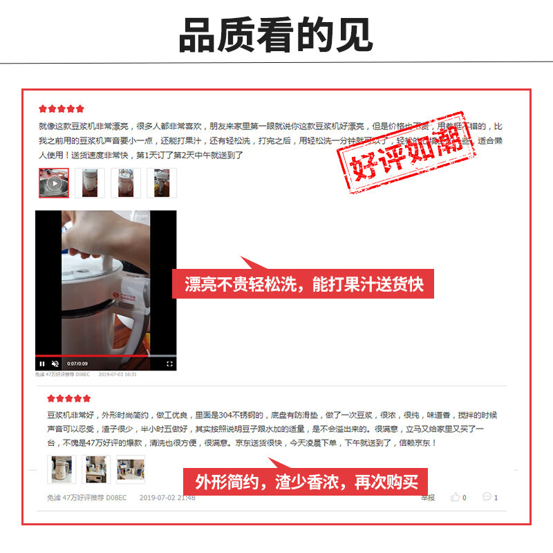 九阳（Joyoung）豆浆机1.3L破壁免滤双层杯体304级不锈钢家用多功能榨汁机料理机DJ13B-D08EC