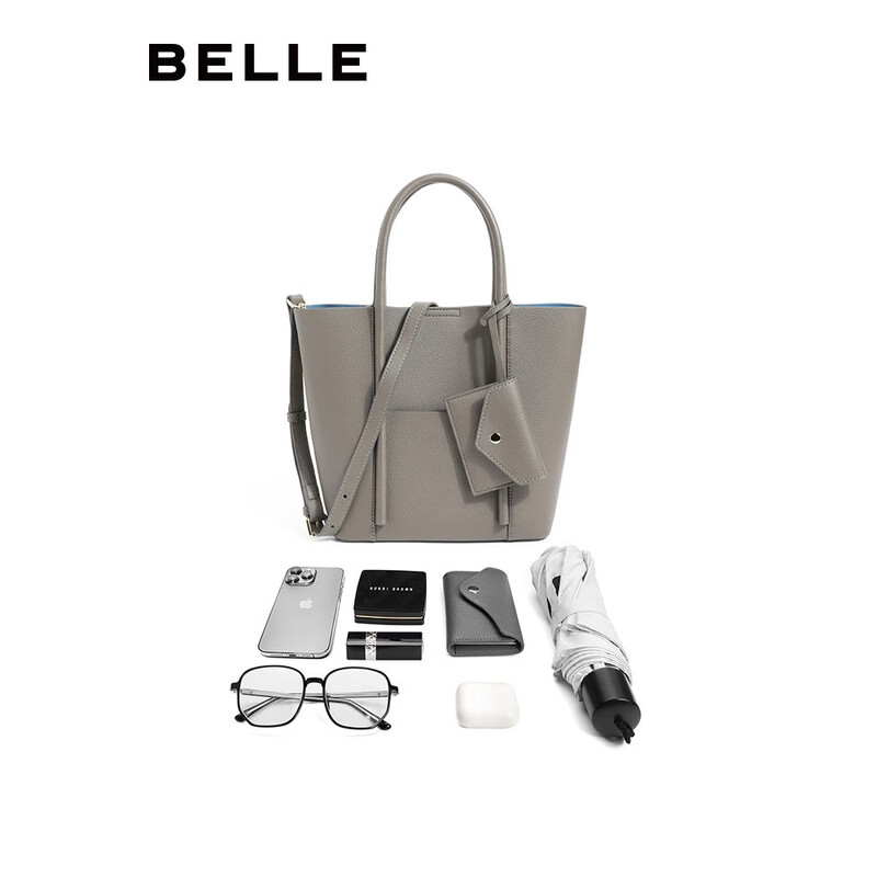 百丽时尚托特包女商场同款质感简约手提斜挎BL032CX2 灰色 F
