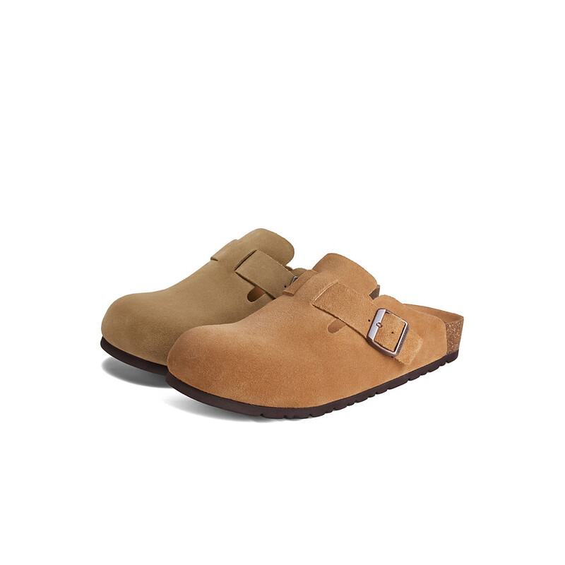 百丽休闲包头拖鞋男2023夏新商场同款一脚蹬懒人鞋勃肯鞋B3731BH3 杏色 38