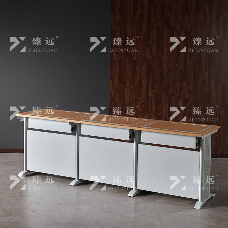 臻远ZY4012427隐藏式翻转电脑桌培训桌办公桌C款三人位
