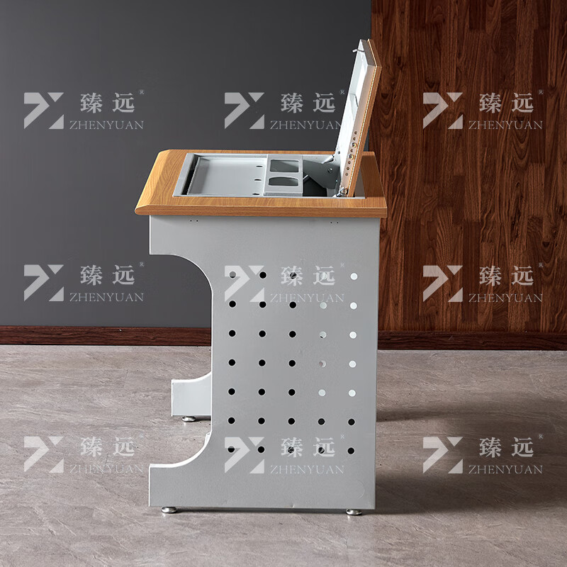臻远ZY4012434隐藏式翻转电脑桌培训桌办公桌D款单人位