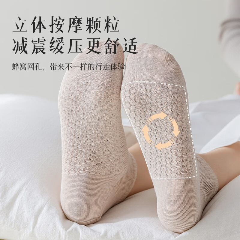 驼人康君按摩底女袜夏季薄款短袜吸汗网眼高棉夏低帮透气女学生军训 六色混装