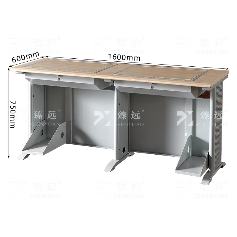 臻远ZY4012420隐藏式翻转电脑桌培训桌办公桌C款双人位