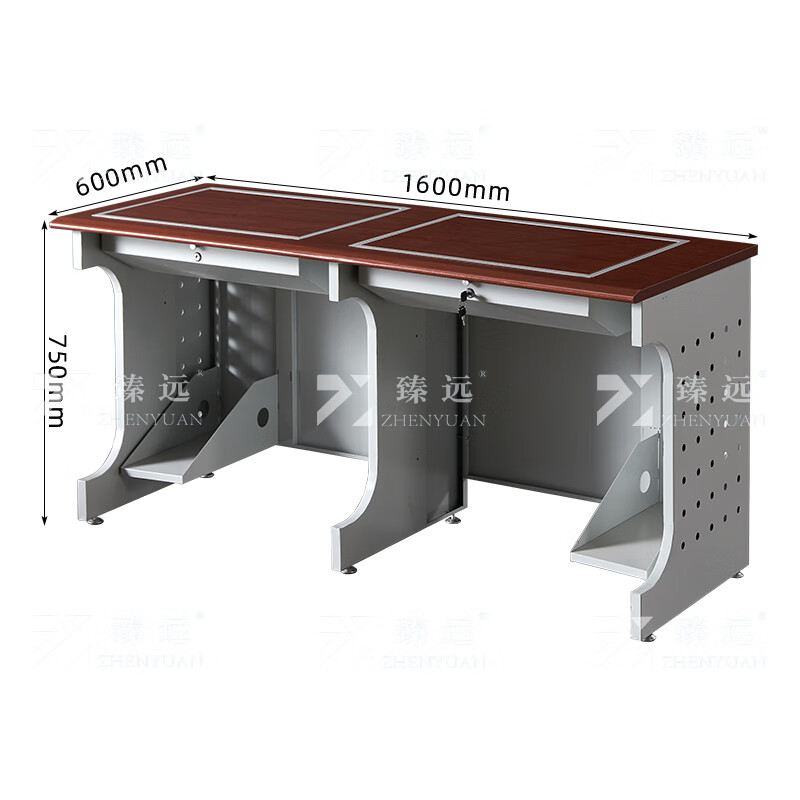 臻远ZY4012432隐藏式翻转电脑桌培训桌办公桌D款双人位