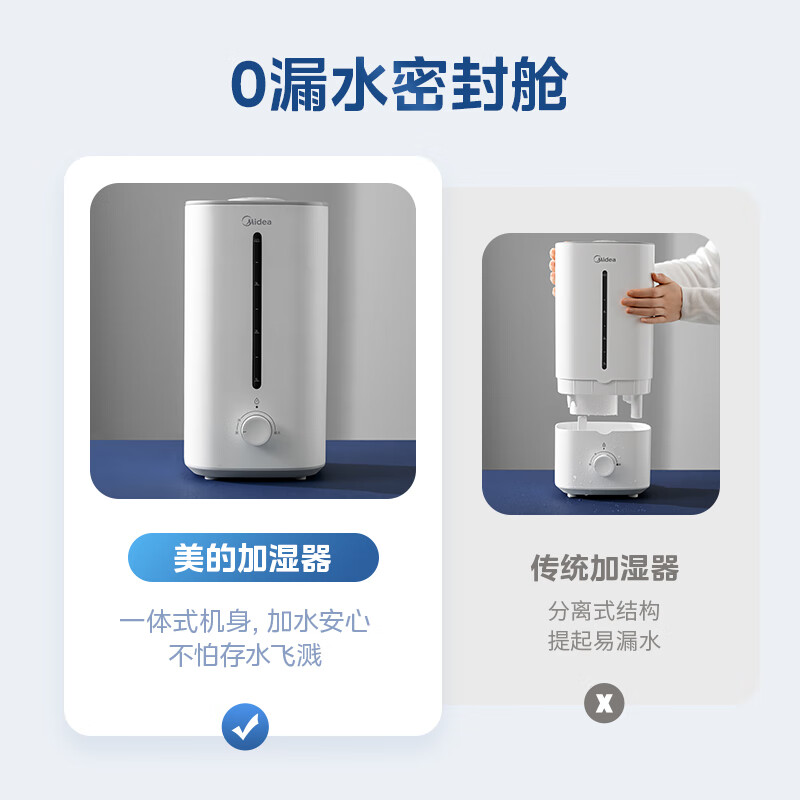 美的（Midea）加湿器卧室婴儿办公桌面加湿大容量家用空气加湿器智能低噪净化一体机上加水升级款3G40S