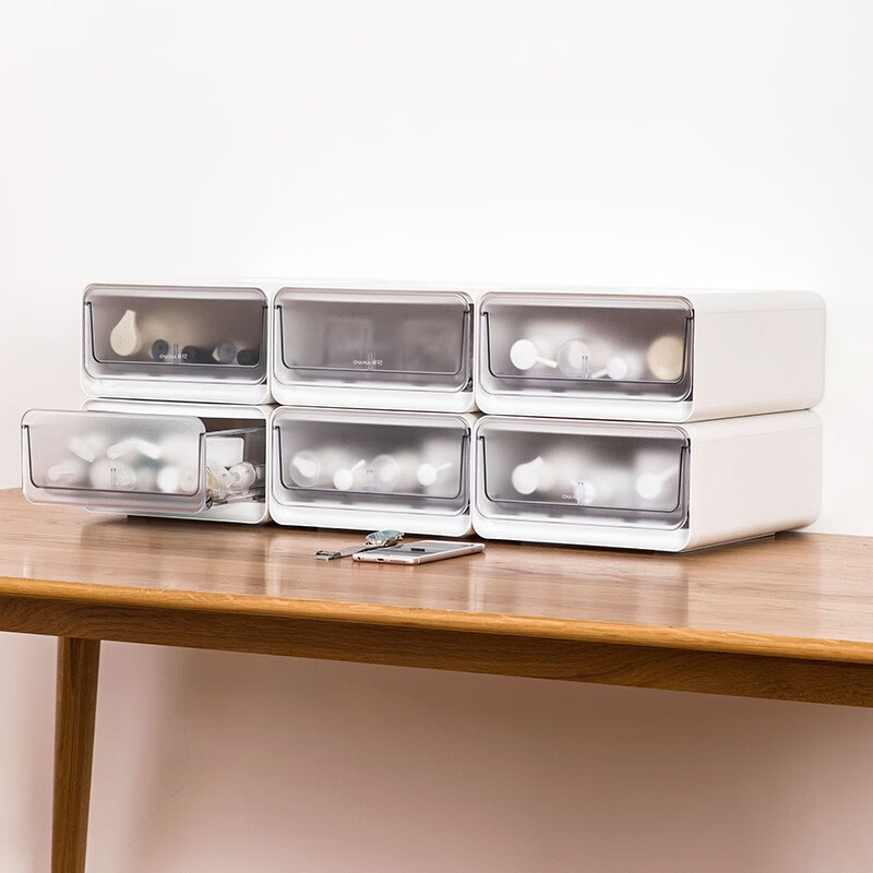 茶花收纳箱抽屉式衣柜内桌面收纳盒自由组合家用塑料整理箱衣服储物箱 【小号】单个装【34.7*12.8*13.9cm】