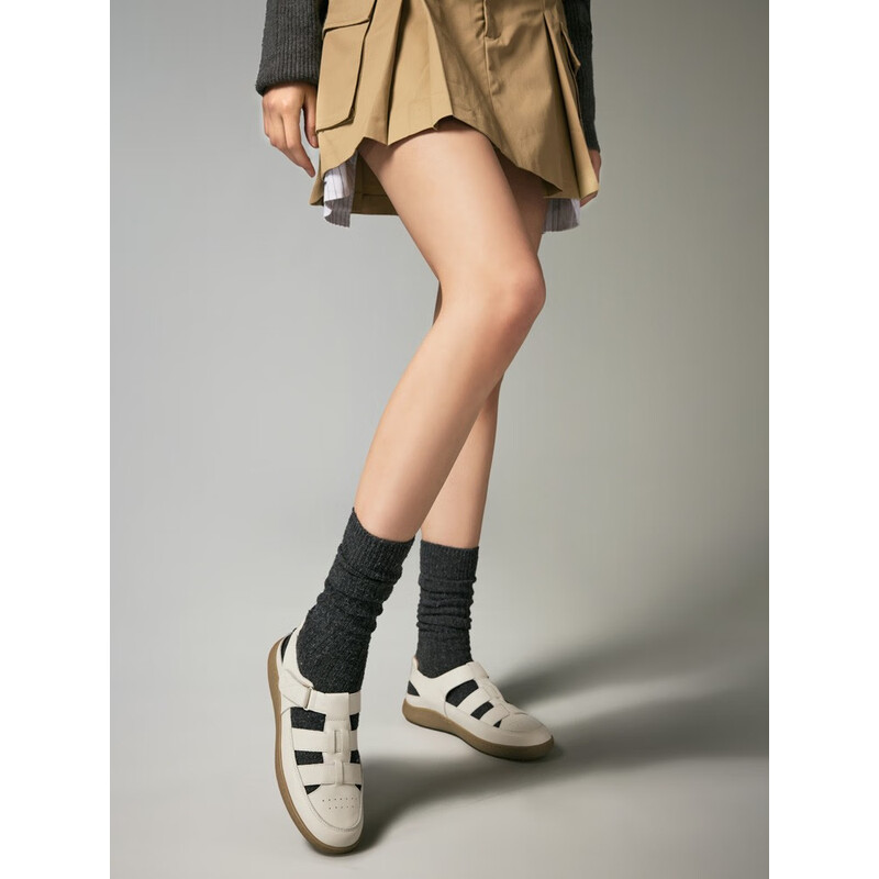 百丽舒适猪笼鞋女2023夏季新商场同款度假罗马鞋Z8X1DBL3 米白 37