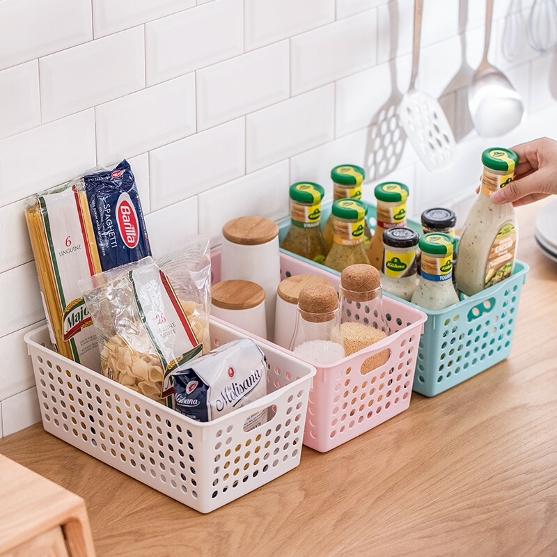 茶花（CHAHUA）茶花收纳筐厨房蔬菜水果筐果蔬收纳整理筐文具收纳盒收纳筐小号2898 蓝色4个装-2898