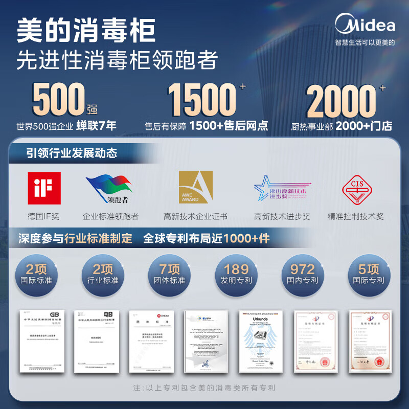 美的（Midea）消毒柜家用嵌入式厨房餐具碗柜碗筷茶杯 110L三层双门分腔大容量 京东小家智能家电120BX10-R厂直