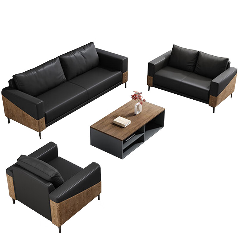 臻远ZYJJ-80230 简约办公沙发接待沙发休闲沙发组合 牛皮3+1+1+长茶几