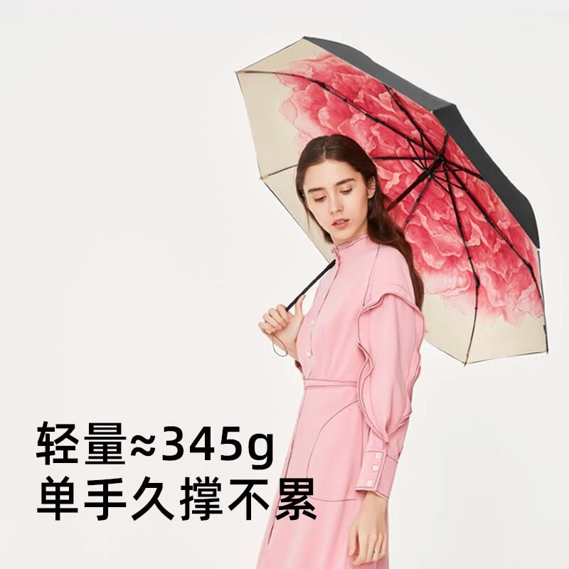 蕉下（beneunder）太阳伞防晒防紫外线遮阳伞女士雨伞户外晴雨两用伞 双层小黑伞系列三折伞-洛荷