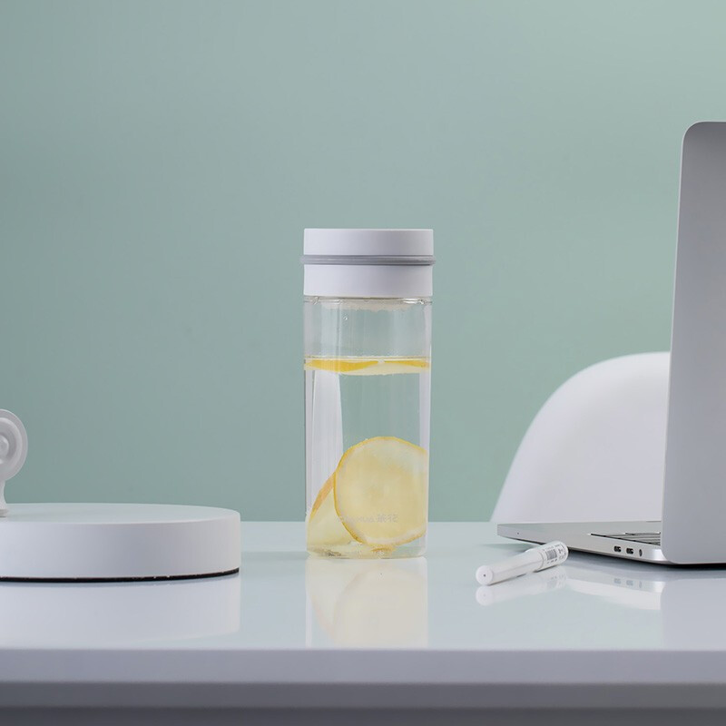 茶花（CHAHUA） 茶花水杯塑料茶杯运动旅行便携茶水分离杯瑞斯特随行杯 390ml【白色050008】 1个装