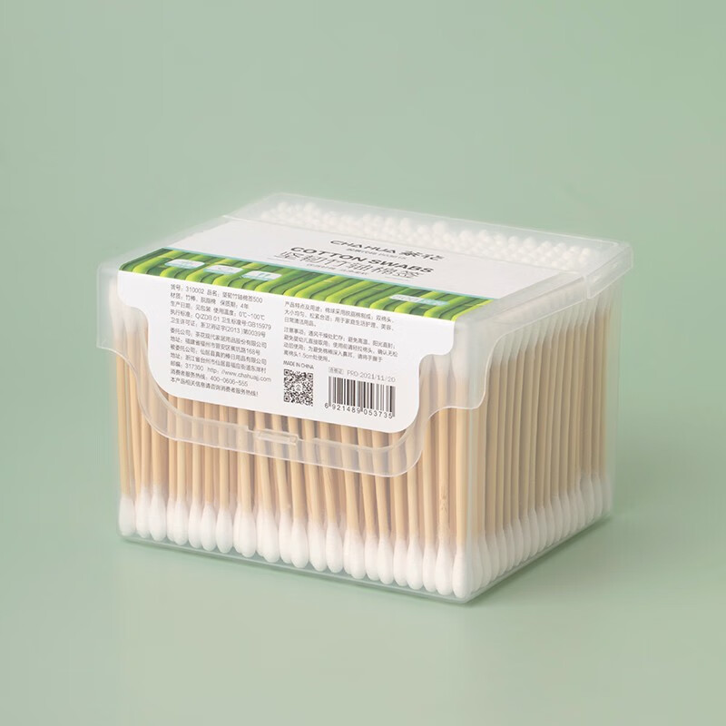 茶花家用坚韧双头竹轴棉签日用耳鼻化妆棉签 坚韧双头竹轴棉签（500支）