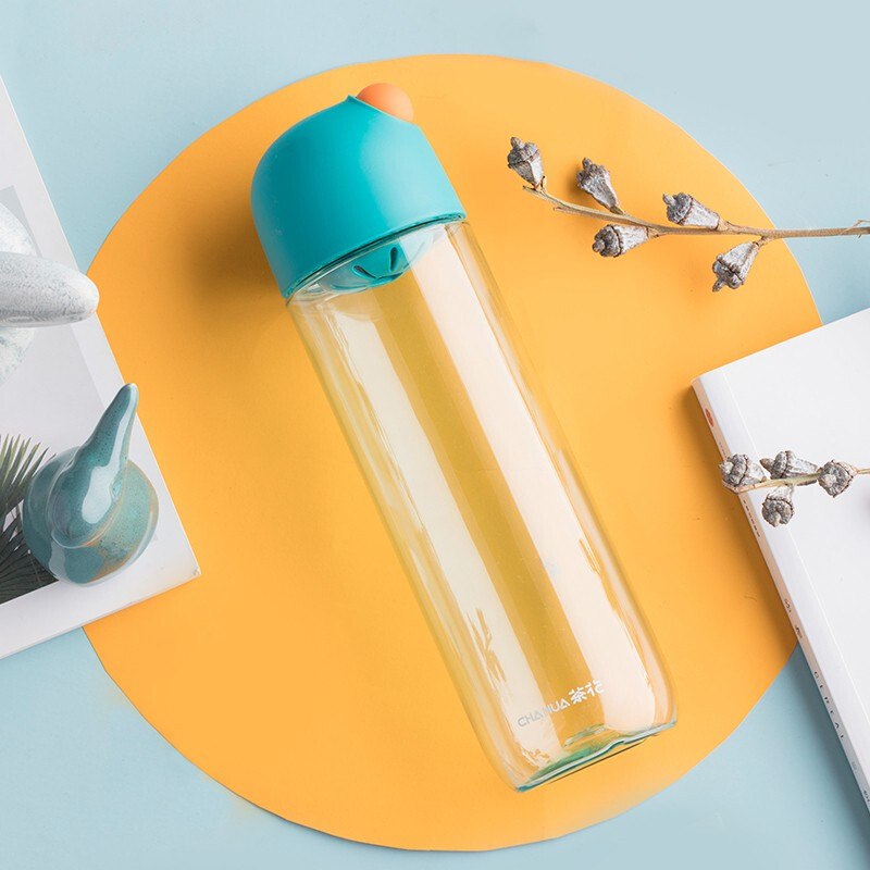 茶花水杯便携女塑料水杯运动水杯男女随手杯子1个装 少女粉 容量540ml