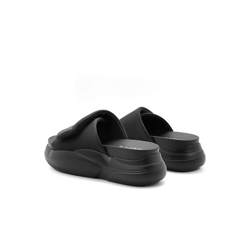 百丽休闲一字拖女2023夏季新款厚底增高外穿老爹运动拖鞋B1346BT3 黑色 36