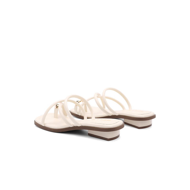 百丽简约夹趾一字拖女2023夏季新商场同款日常凉拖Z5R1DBT3 米白-凉拖 40