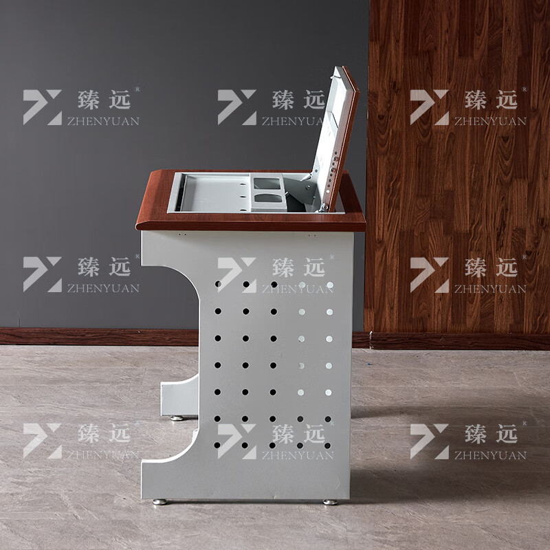 臻远ZY4012431隐藏式翻转电脑桌培训桌办公桌D款单人位