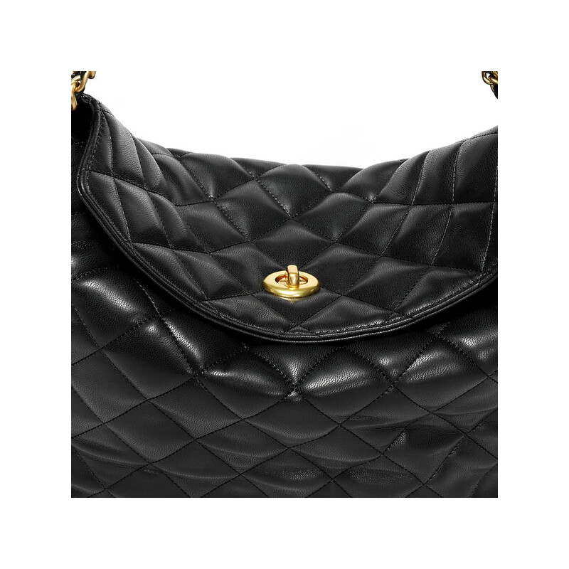 百丽包包女2023冬季新款小香风通勤大容量单肩斜挎托特包X9212DX3预售 黑色 F