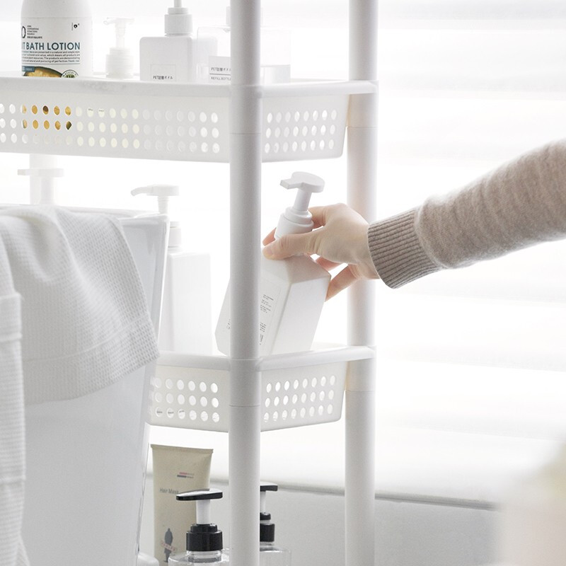 茶花百纳窄边可移动四层置物架客厅阳台厨房置物架 多纳可移动四层置物架47.5*21.6*90.3）