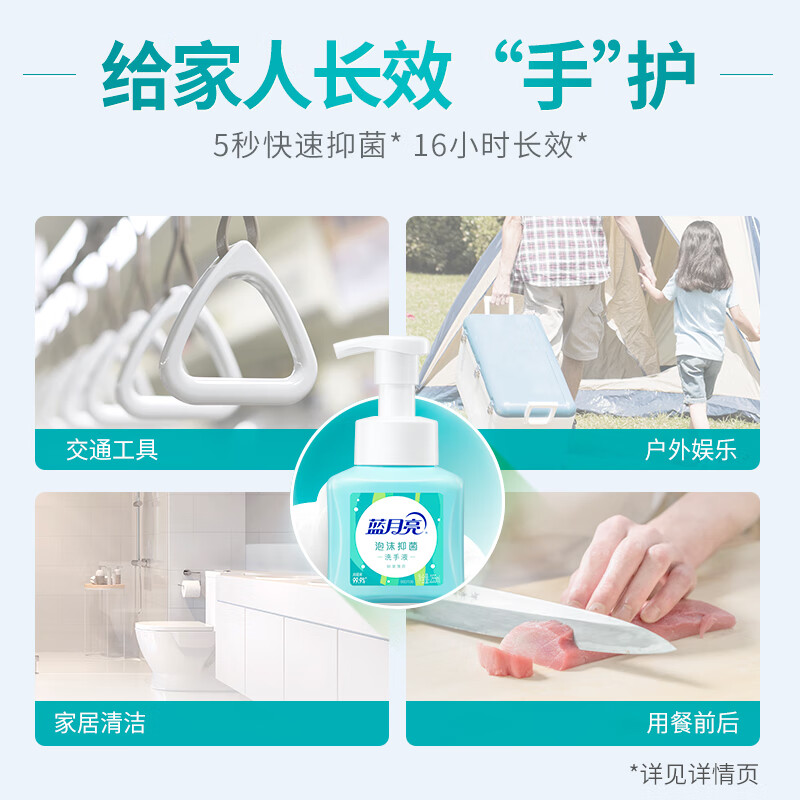 蓝月亮泡沫抑菌洗手液（鲜果薄荷）255ml 泡沫细腻 抑菌99.9% 添加氨基酸 双重保湿 清爽滋润【企业专享】