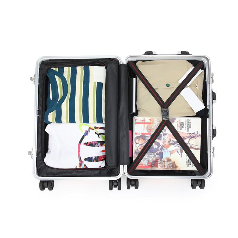 恒源祥（HYX）机甲铝框箱拉杆箱行李箱旅行箱女男学生结实耐用密码皮箱子24英寸 黑色 24寸