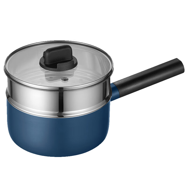 美的（Midea）汤锅带蒸笼奶锅婴儿辅食锅家用煮热奶不粘锅燃磁适用CJ16Pot302B