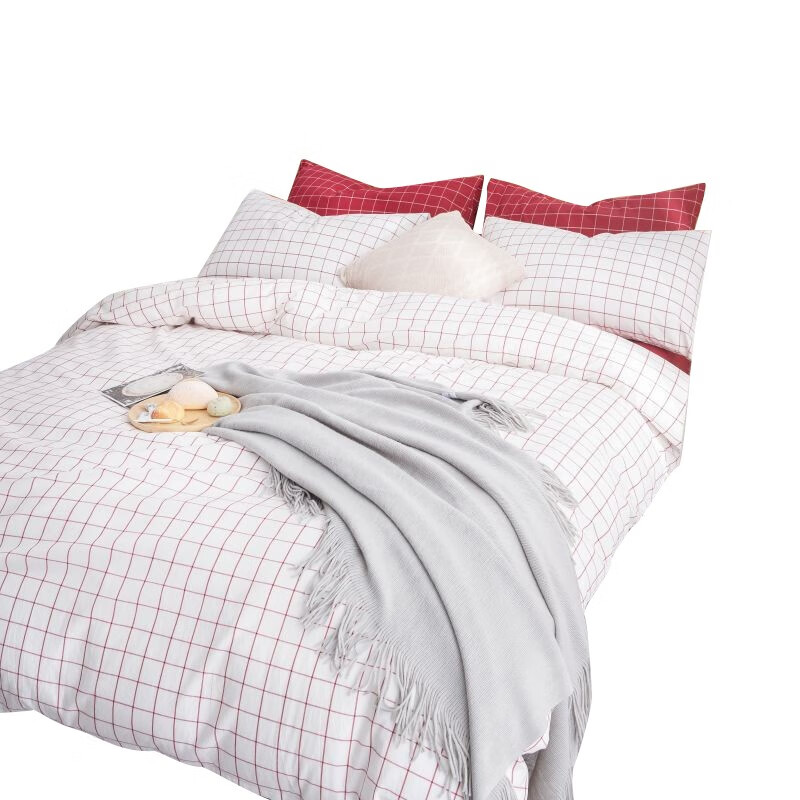 Tri-polar日式纯棉水洗棉格子三件套 TP2980 初春格 1.2m床单款三件套