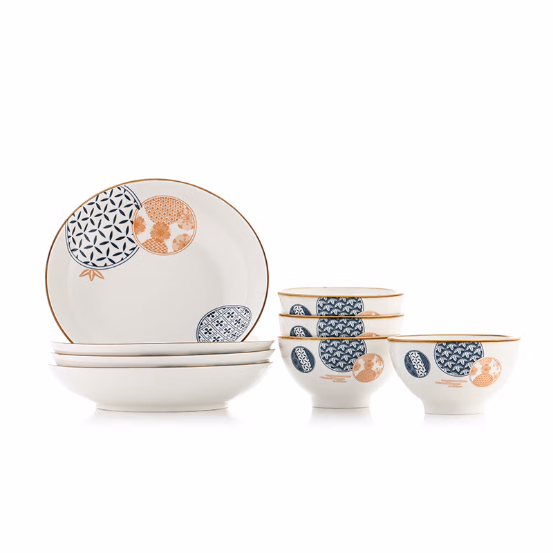 菲米生活（PHMI） 餐具套装 青云家庭陶瓷 FM-TC2205 碗4.5英寸 盘8英寸 (单位:套) 白色(平台编码:574271)