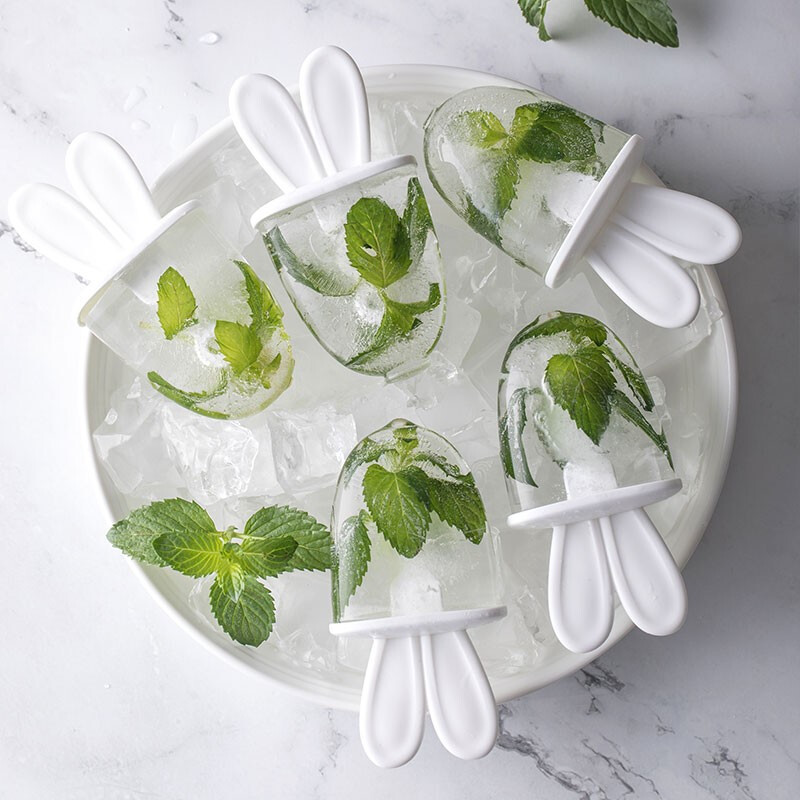 茶花 奇趣兔耳冰棒模 冰淇淋冰块家用冰糕冰激凌冰棍可爱自制模具 红色