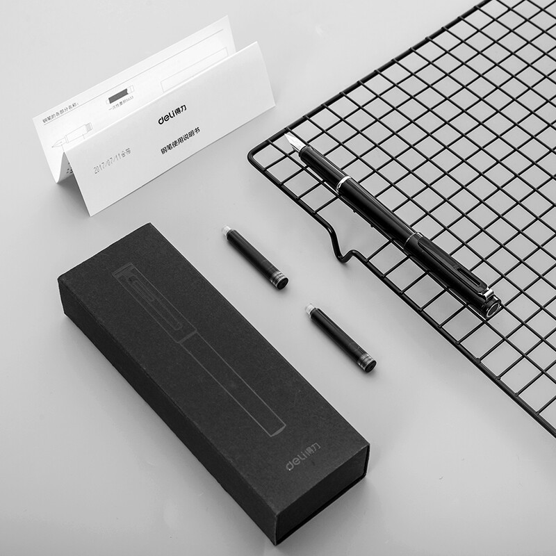 得力(deli)发现者EF明尖钢笔墨水笔 教师节礼物 办公商务签字笔黑 S668EF 开学文具