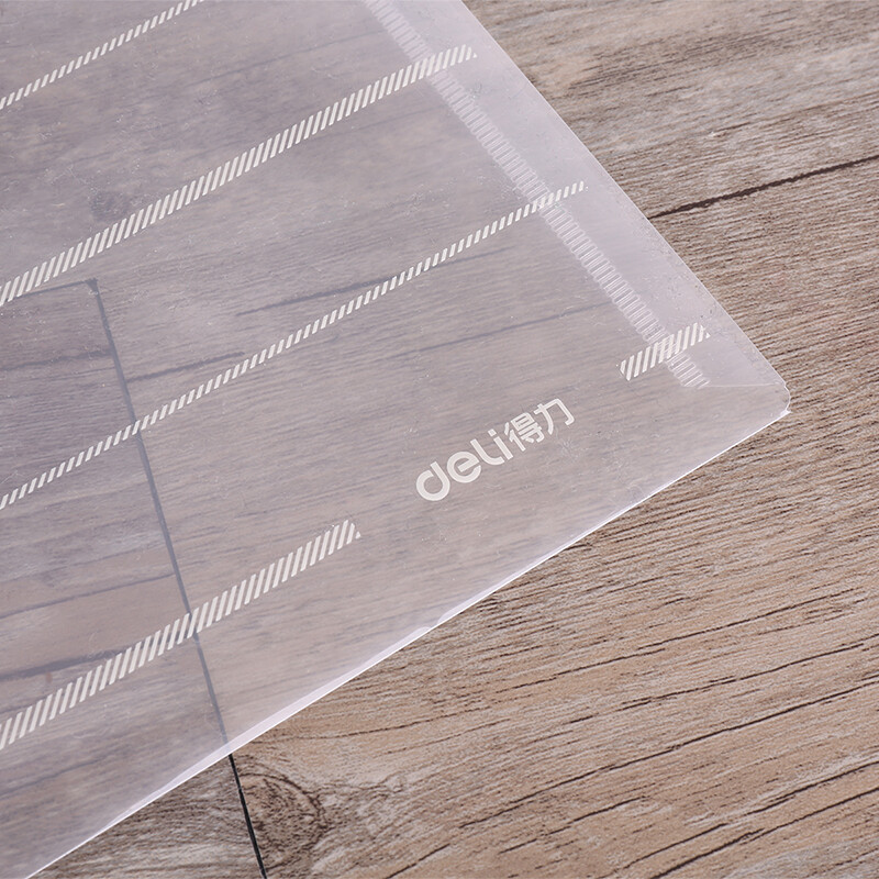 得力(deli)10只A4条纹透明文件袋 按扣资料袋 塑料档案袋 文件保护 票据试卷收纳袋 学习用品 8313