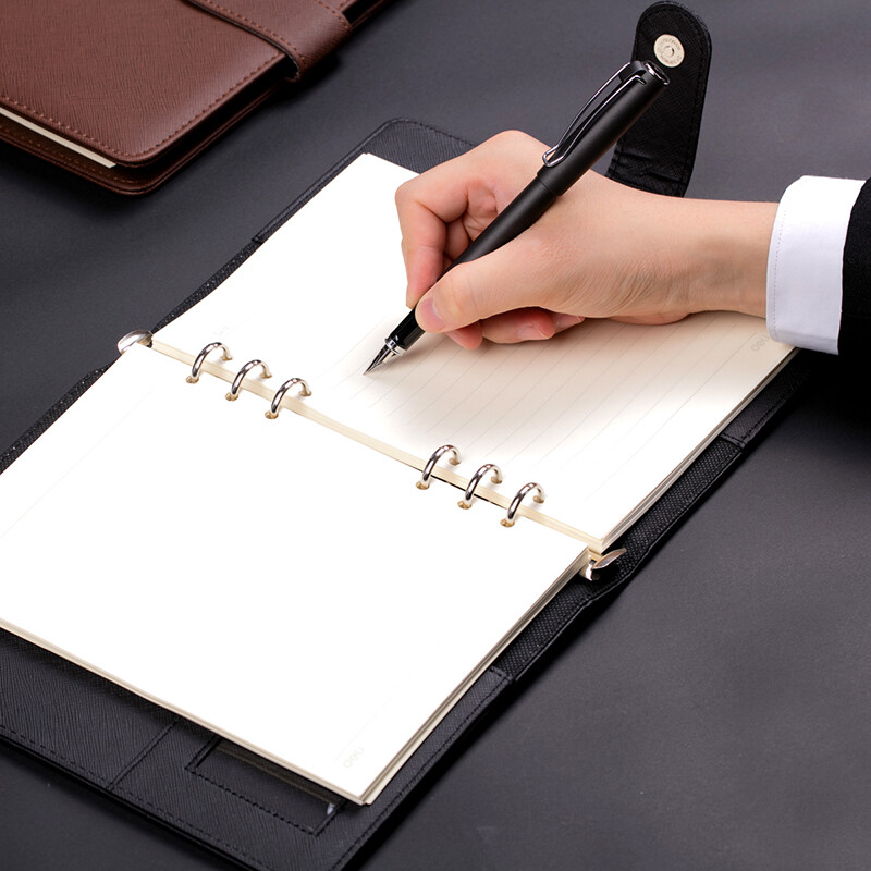 得力（deli） 得力(deli)笔记本子皮面本活页记事本可换芯 带插袋 【皮面经济】25K 黑色(3151)