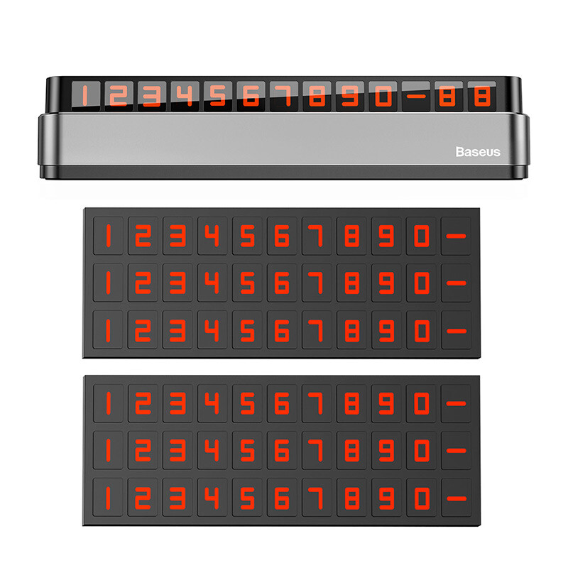 倍思（Baseus） 挪车电话牌 临时停车牌 车载移车电话牌汽车用品隐藏式一键防骚 【银色】可隐藏耐高温+送6组号码